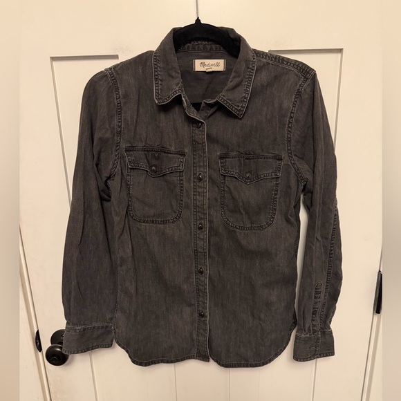 Madewell Denim Western Button-Up Shirt in Lunar Wash Size Small 100% Cotton - Picture 6 of 9